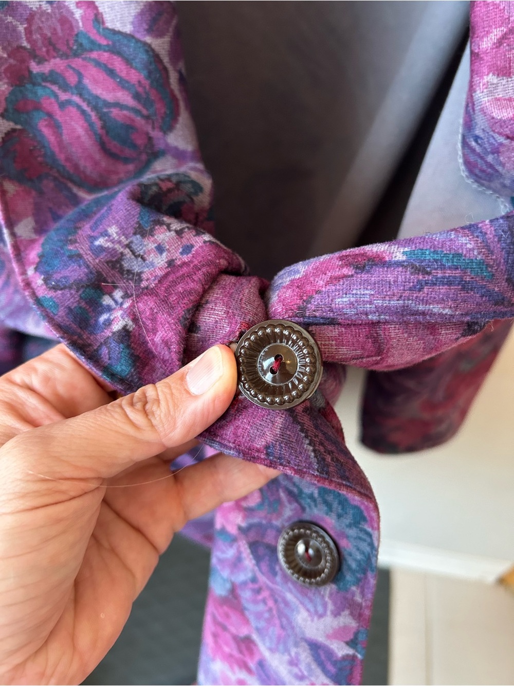 Vintage Functionals Collection Floral Tapestry Blazer Purple Pink Boho Chic XL - Picture 8 of 12